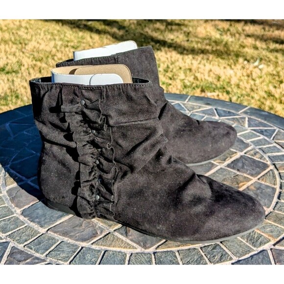 Dream Out Loud Selena Gomez Tatianna Black Ankle Booties Ribbon Strap Sz 7M EUC - Picture 2 of 7